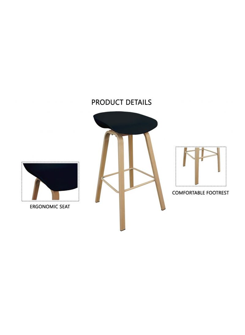 Mahmayi Ultimate Eames Style Seat Height Bar Stool - Black - Image 3