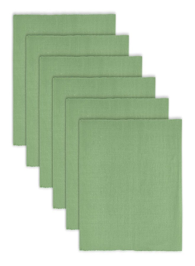 Craftbot 100 Percent Cotton Ribbed Placemat - Set of 6-Placemat 13 x 19 Inches - Light Green - Everyday Basic Table Mats - Cloth Place Mats for Dining Table - Image 1