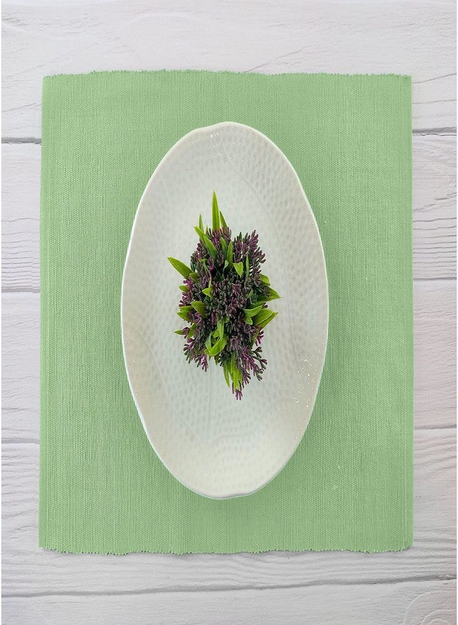 Craftbot 100 Percent Cotton Ribbed Placemat - Set of 6-Placemat 13 x 19 Inches - Light Green - Everyday Basic Table Mats - Cloth Place Mats for Dining Table - Image 2