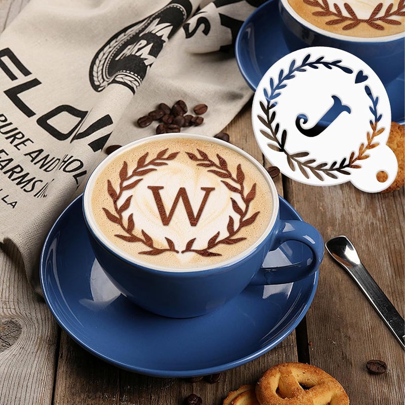 Keluna Coffee Latte Art Stencils - 30 Pcs Letters Alphabet Baking Stencils for Coffee Latte Art Sour Dough Bread Cake Cookie Decorating - Image 5