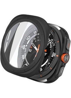 Ultimate Protective Case Compatible With Samsung Galaxy Watch 7 Ultra Band 47mm, Screen Protector For Men Women, 360 Degree Full Protection Cover, Shock Absorbing Frame Accessories (Black)