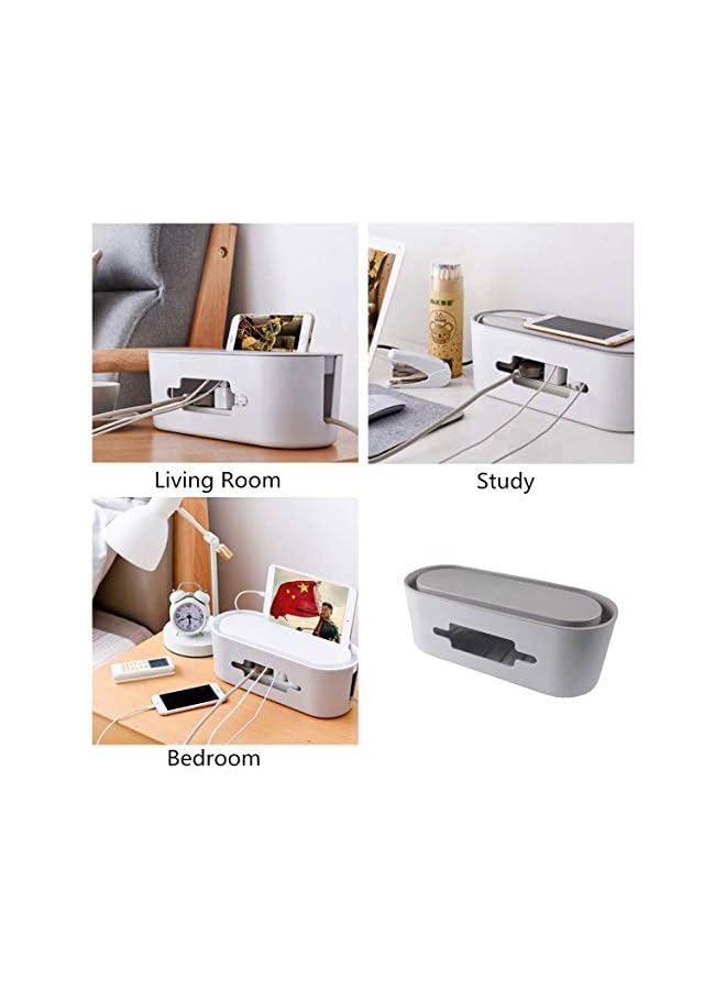 ShowTop Management Box,ShowTop Cord Organizer Box Power Strip Cover with Phone Tablet Holder Stand Super Large Hide Cable Box for Home Office Desktop Entertainment Center - Image 4