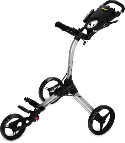 Bag Boy Compact 3, Three Wheel Golf Push Cart, Easy Three-Step Open & Close, Scorecard Console, Beverage Holder, Mobile Device Holder, Handle Mounted Parking Brake - Image 1