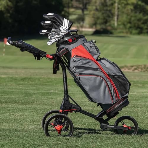 Bag Boy Compact 3, Three Wheel Golf Push Cart, Easy Three-Step Open & Close, Scorecard Console, Beverage Holder, Mobile Device Holder, Handle Mounted Parking Brake - Image 5