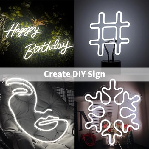 iNextStation 12V White LED Strip Lights 16.4FT/5M, IP65 Waterproof Silicone Neon Light Strip, Flexible Led Rope Lights for DIY, Cuttable, LED Light Strip for Bedroom, Indoor, Outdoor(with Plug) - Image 4