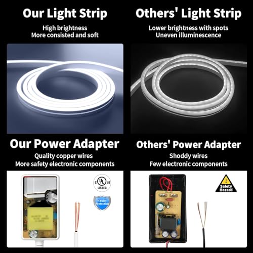 iNextStation 12V White LED Strip Lights 16.4FT/5M, IP65 Waterproof Silicone Neon Light Strip, Flexible Led Rope Lights for DIY, Cuttable, LED Light Strip for Bedroom, Indoor, Outdoor(with Plug) - Image 2