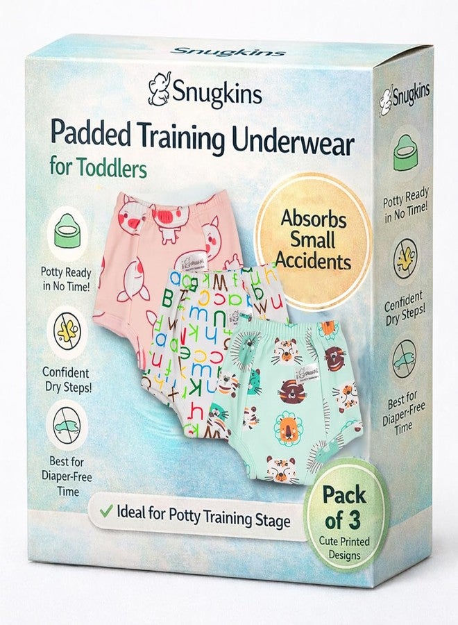 SNUGKINS Potty Training Pull-up Pants | Padded Underwears for Babies/Kids/Toddlers. (in, Age, 3 Years, 4 Years, Pack of 3 - Pink Blue & White) - Image 1