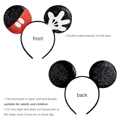 CHuangQi Mouse Ears Headband, Double-sided Sequins, Glitter Hair Band for Birthday Party, Holiday Dresses & Cosplay For Unisex Children - Image 2