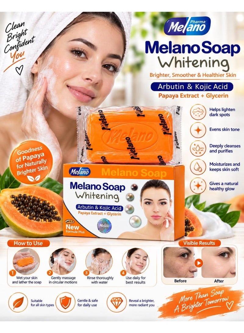 Melano Soap Whitening Arbutin And Kojic Acid Papaya Extract 100 g - Image 3