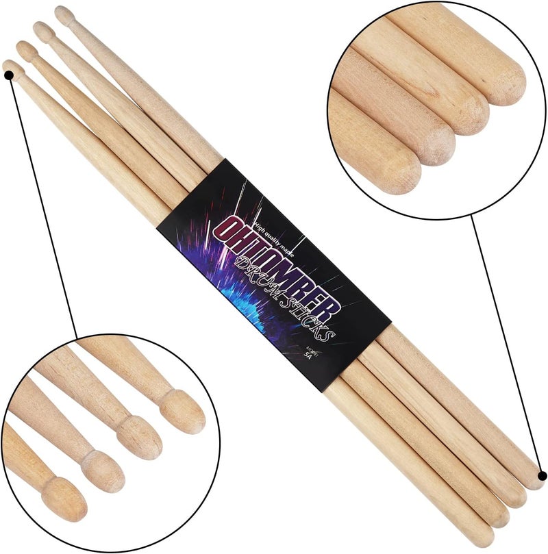 Ohtomber Drum Sticks, 2 Pair 5A Maple Drumsticks - Image 2