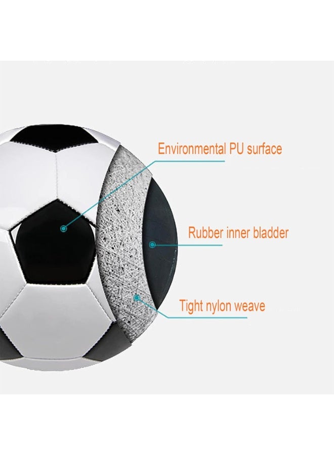 Soccer Ball Size 5 Classic White Black Thicker PU Tight Weaved Suitable for Youth Boy League Game Trainning Practice or Gift - Image 2