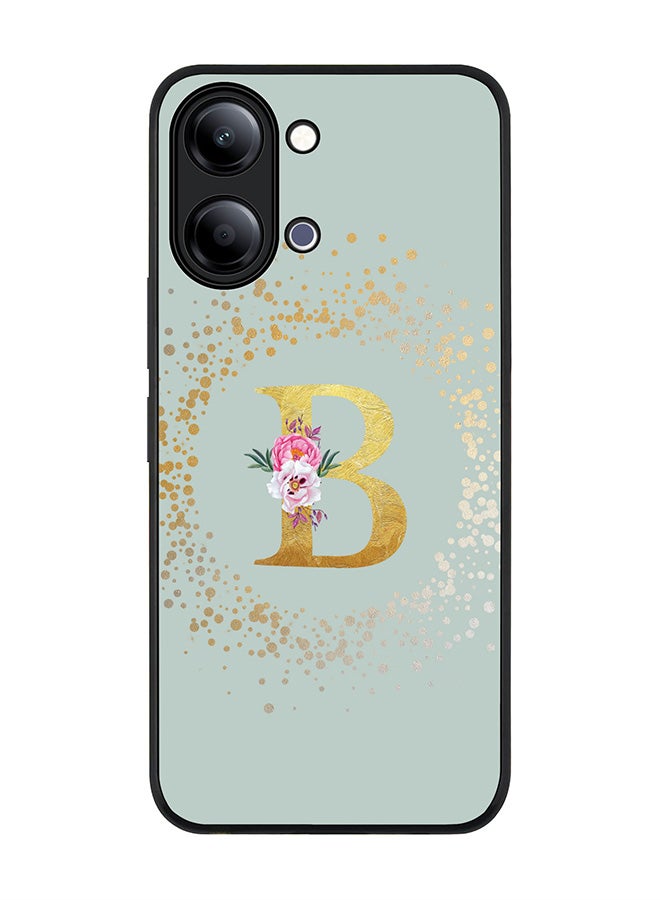 Stylizedd For vivo Y21 / Y11 Case,Slim fit Camera Protection, Shockproof Thin Phone cover  - Custom Monogram Floral - B  (Light Grey ) - Image 1