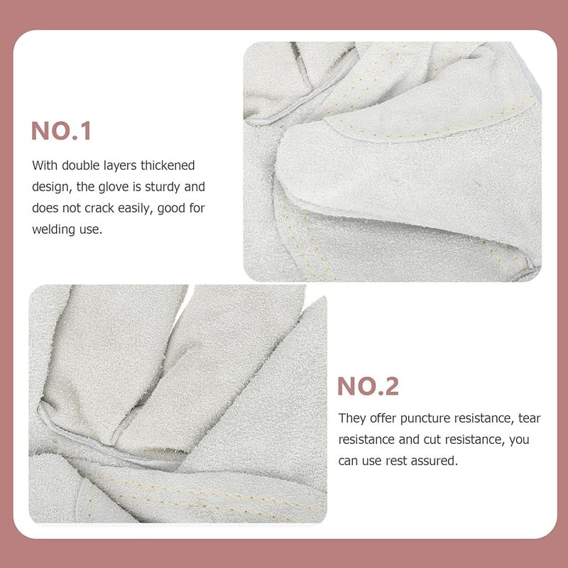 Heat Resistant Welding Gloves Men Cowhide Reinforced Palm Multi Purpose Hand Protection - Image 5