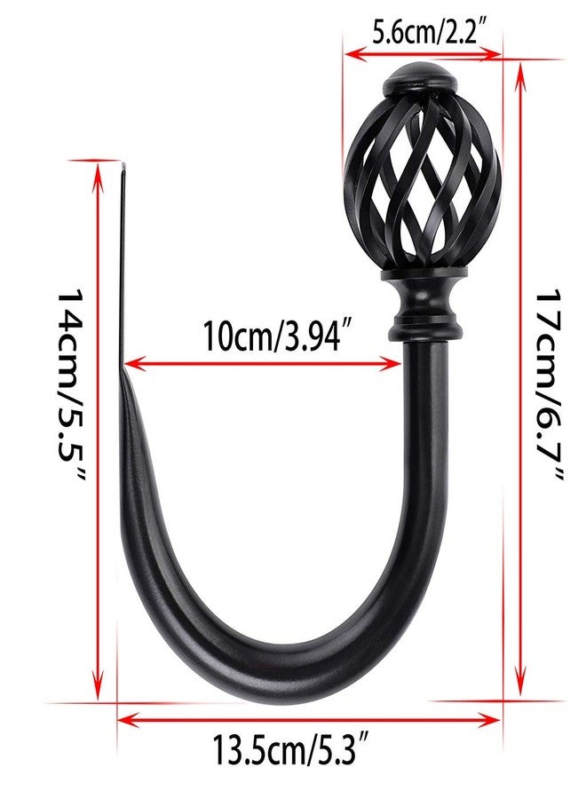 Sumnacon Set of 2 Metal Curtain Holdbacks - Wall Mounted Drapery Tiebacks with Screws, Decorative Window Treatment Holdbacks for Bedroom, Livingroom, Office, Black - Image 3