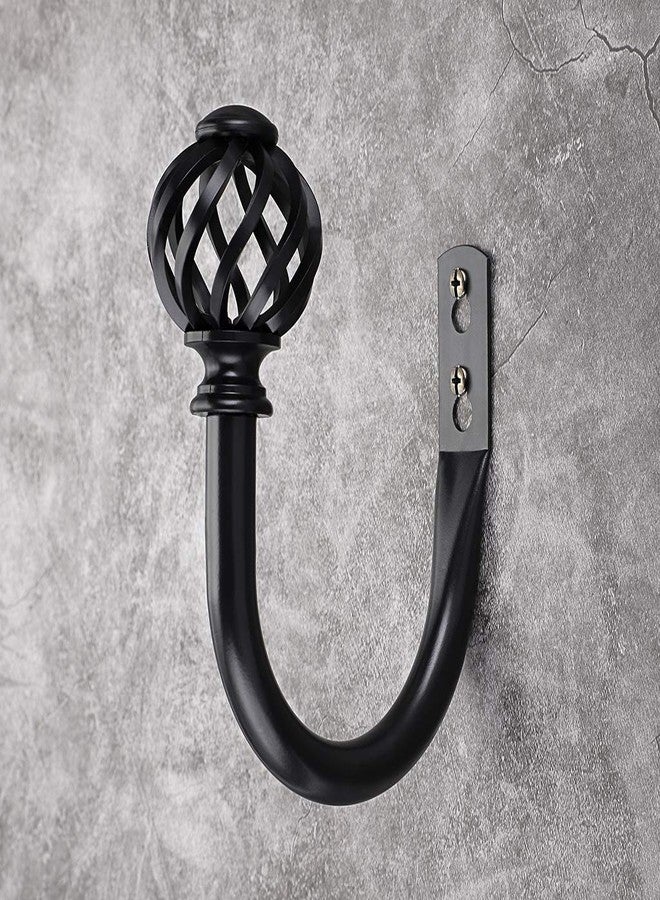 Sumnacon Set of 2 Metal Curtain Holdbacks - Wall Mounted Drapery Tiebacks with Screws, Decorative Window Treatment Holdbacks for Bedroom, Livingroom, Office, Black - Image 4