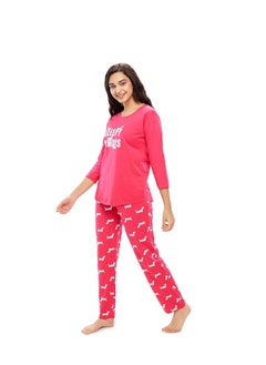 مملكة الإكسسوارات طقم نوم نسائي من القطن مطبوع عليه نقاط، مكون من بلوزة وبيجامة  - Image 5