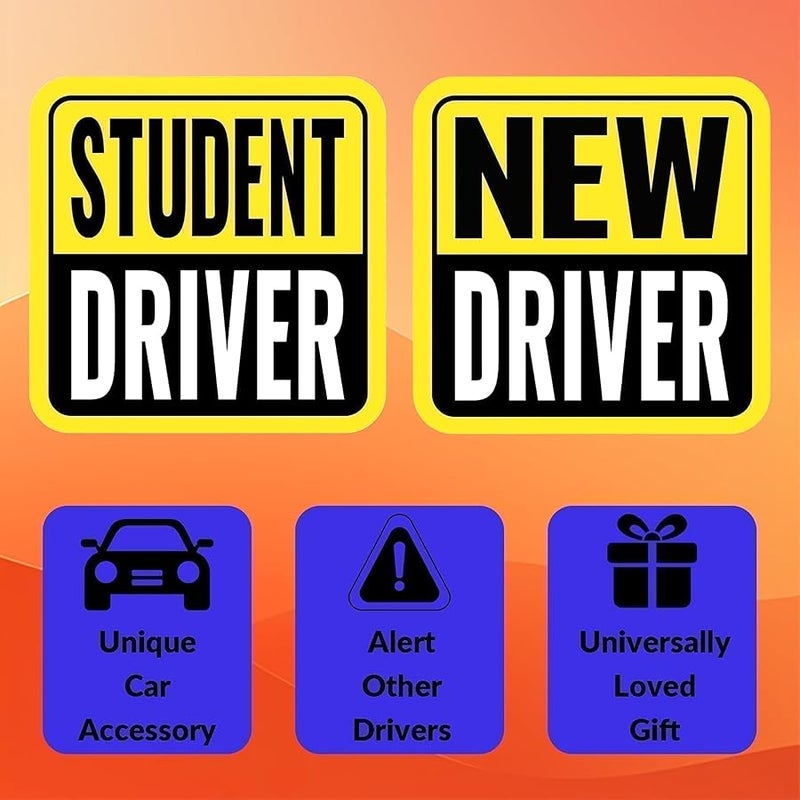Woyinger Safe Drive Student Driver Magnet, High-Visibility New Driver Magnet for Car, Durable Automotive Exterior Accessories with Reflective Stripes, 2-Pack (Yellow/Black-New) - Image 5