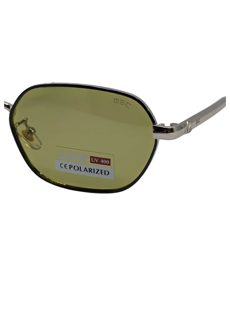 إم إي سي نظارات شمسية LK34012-C5 هندسية للرجال والنساء – عدسات خضراء، إطار معدني رمادي، نظارات عصرية للجنسين للأزياء والحماية من الأشعة فوق البنفسجية - Image 4