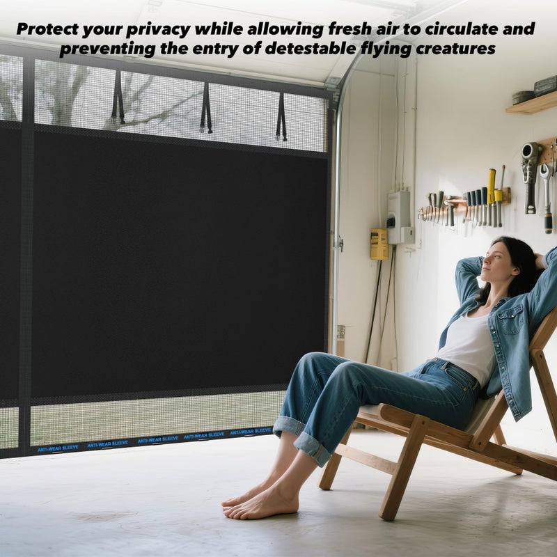 LIAMST Privacy Garage Door Screen Blackout for 2 Car Garage-16x7FT Magnetic Garage Screen, 9.6LB Heavy Duty Thicker 265g/ãŽ¡ Mesh, Hands Free, Magnetic Privacy Garage Screen Door(Black, 16 * 7FT) - Image 5