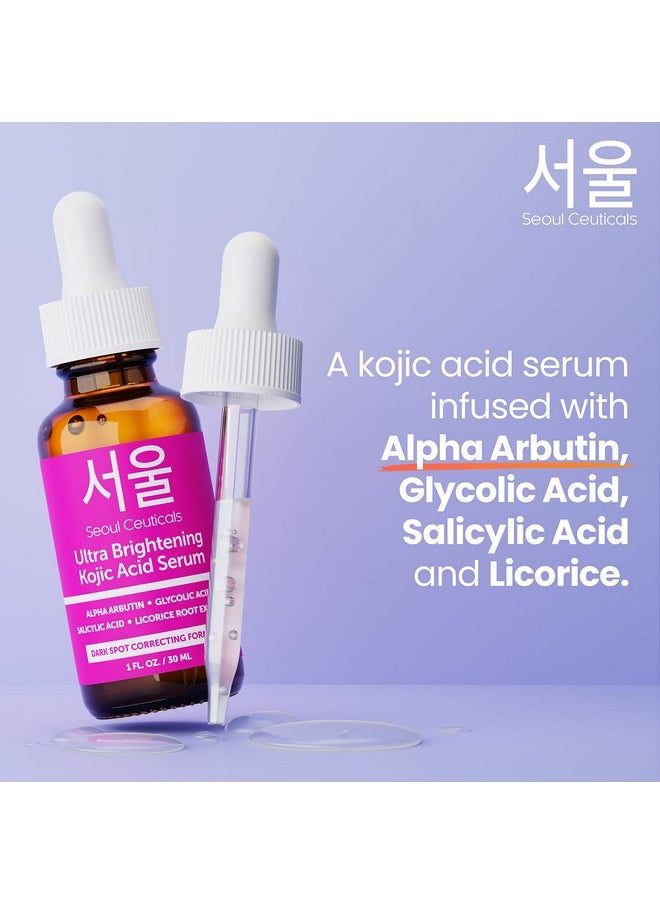 seoulceuticals - Korean Skin Care Kojic Acid Serum Alpha Arbutin Serum Dark Spot Remover Corrector Glycolic Acid Serum + Salicylic Acid K Beauty For That Glowing Even Skin Tone 1Oz - Image 1