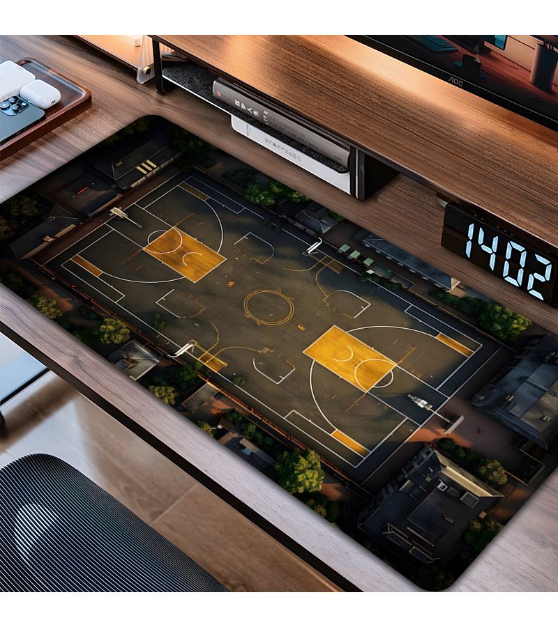 Extra Large 39.4 By 19.7 Inches Oversized Panoramic Basketball Court Mouse Pad With Rubber Base High Definition Printing And Spacious Wrist Support For Pc Laptop Gamer Sports Fan Office Worker - Image 1