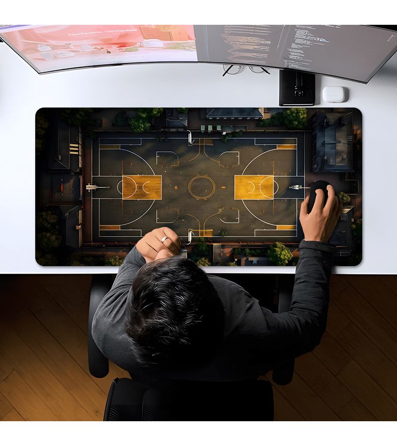 Extra Large 39.4 By 19.7 Inches Oversized Panoramic Basketball Court Mouse Pad With Rubber Base High Definition Printing And Spacious Wrist Support For Pc Laptop Gamer Sports Fan Office Worker - Image 2