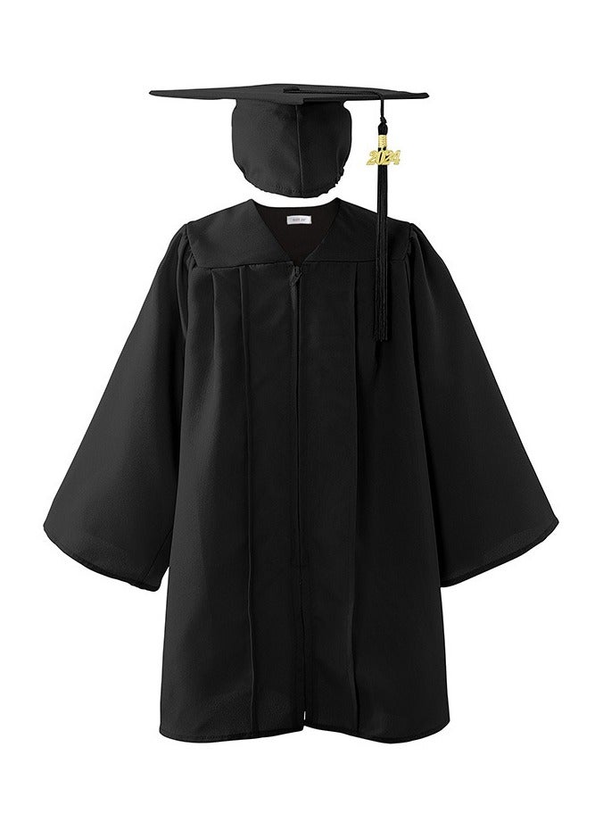 Loquat Kids Children's Bachelor's Uniform Kindergarten Set Children's Doctoral Uniform Performance Uniform Graduation Dress Light Black  - Image 1