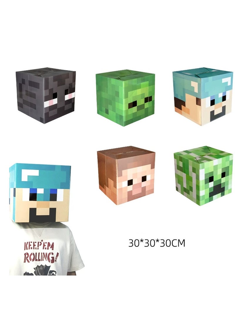 ماين كرافت قناع إندرمان من الورق المقوّى، صندوق رأس خفيف الوزن للزينة والأزياء التنكرية، هدية مناسبة للأطفال. - Image 3