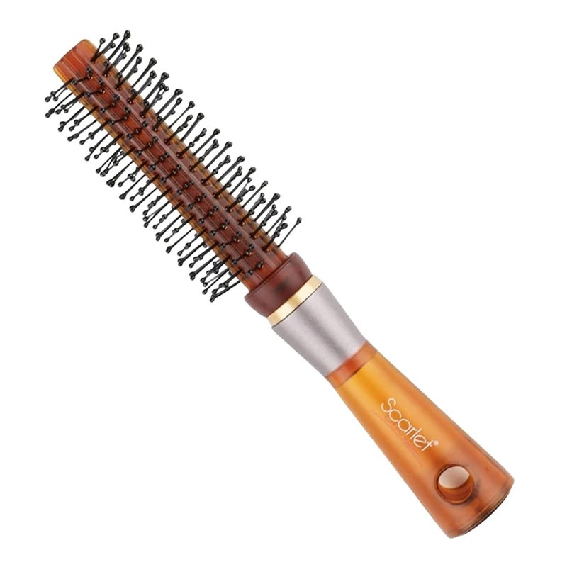 Scarlet Line Professional Medium Round Hair Brush For Styling with Anti Slip Handle n Ball Tip Nylon Bristles for Women n MenBrown Color - Image 1