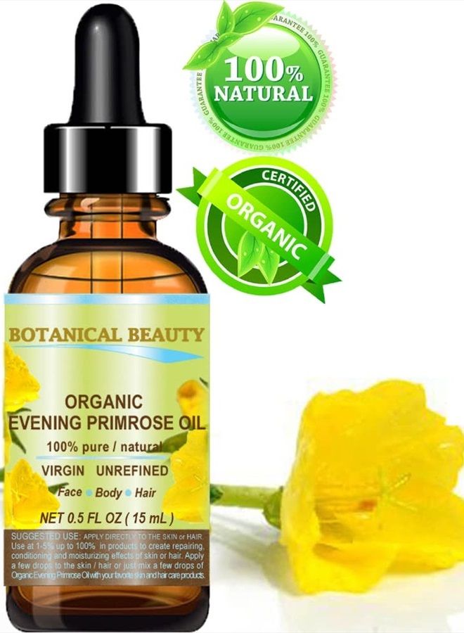 Botanical Beauty ORGANIC EVENING PRIMROSE OIL. 100% Pure / Natural / Undiluted / Unrefined /Certified Organic/ Cold Pressed Carrier Oil. Rich antioxidant to rejuvenate and moisturize the skin and hair. 0.5 Fl.oz.- 15 - Image 2