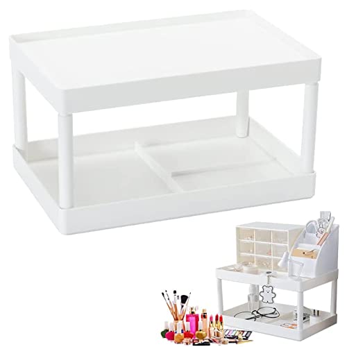 MEZON 2 Layer Stackable Desktop Storage Rack with Drawer | Multipurpose Cosmetic & Stationery Organizer for Office, Study Table & Makeup | Space Saving Desk Organiser | Multi Color - Image 1