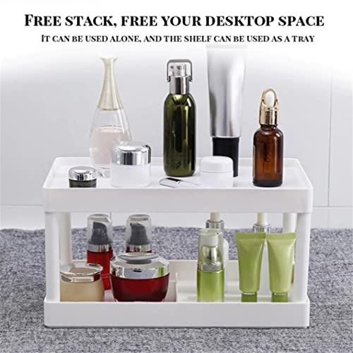 MEZON 2 Layer Stackable Desktop Storage Rack with Drawer | Multipurpose Cosmetic & Stationery Organizer for Office, Study Table & Makeup | Space Saving Desk Organiser | Multi Color - Image 3