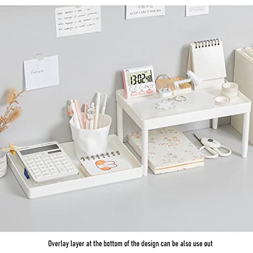 MEZON 2 Layer Stackable Desktop Storage Rack with Drawer | Multipurpose Cosmetic & Stationery Organizer for Office, Study Table & Makeup | Space Saving Desk Organiser | Multi Color - Image 5