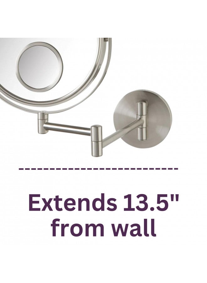 JERDON Wall Mount Mirror for Bathroom - Makeup Mirror with 10X Magnification and 15X Spot Mirror - Nickel Finish - Model JP7510N - Image 3