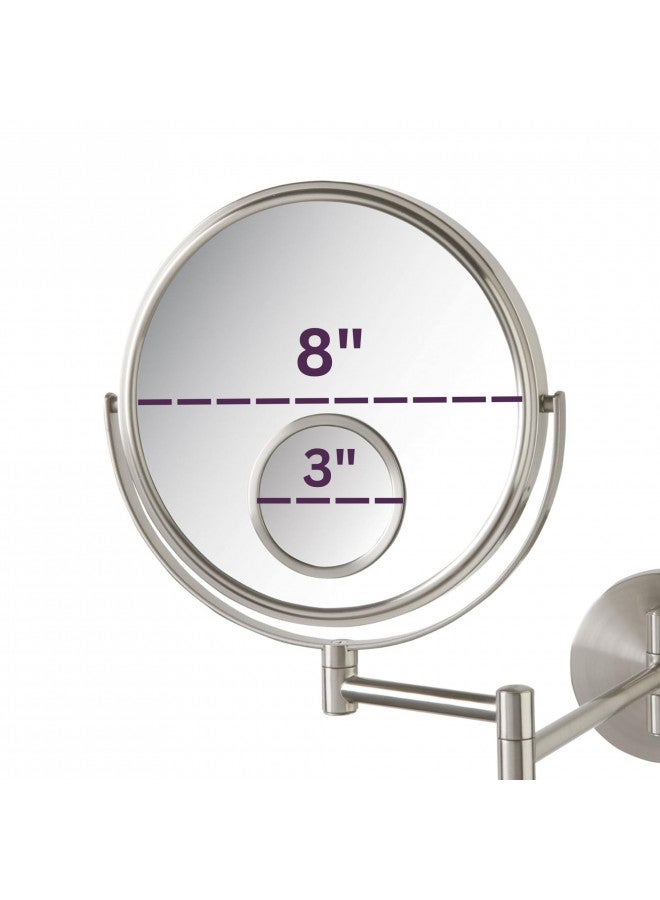 JERDON Wall Mount Mirror for Bathroom - Makeup Mirror with 10X Magnification and 15X Spot Mirror - Nickel Finish - Model JP7510N - Image 2