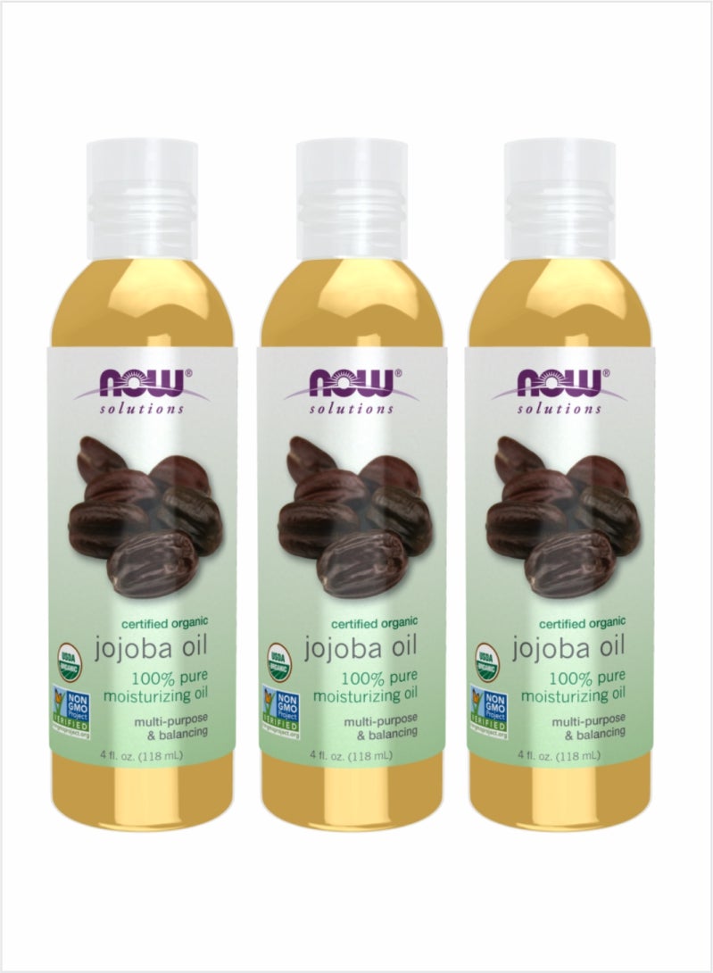 Now Essential Oils 100% Pure Organic Jojoba Oil – 118ml (Pack of 3)