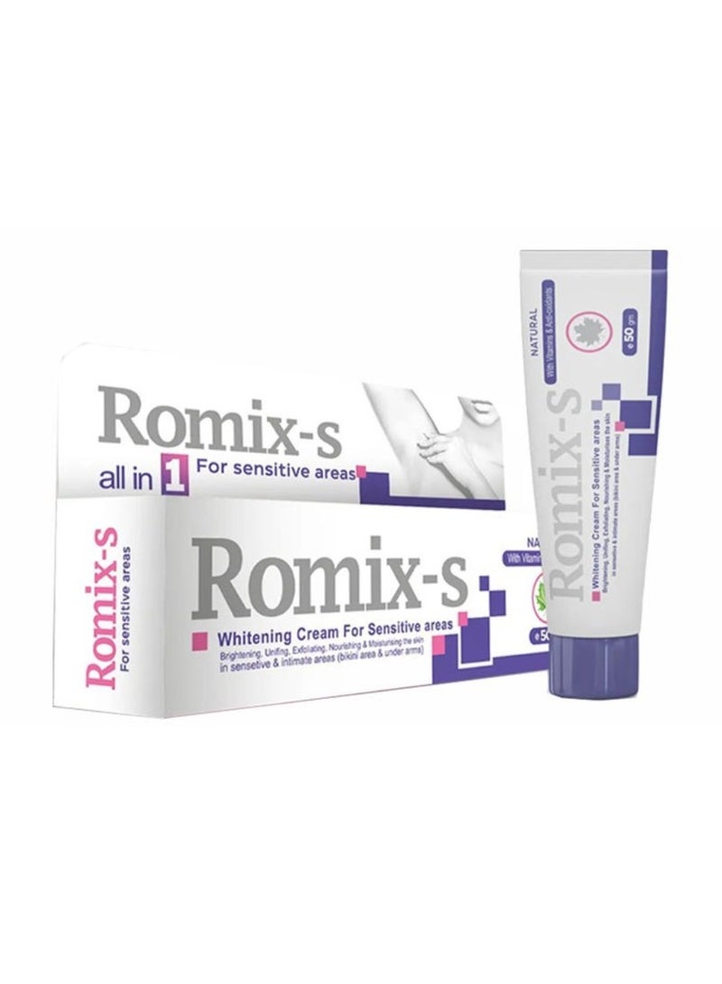 روميكس " روميكس - إس " كريم تفتيح المناطق الحساسة (تحت الإبط ومنطقة البكيني ) الطبيعي 50 جم - Image 1