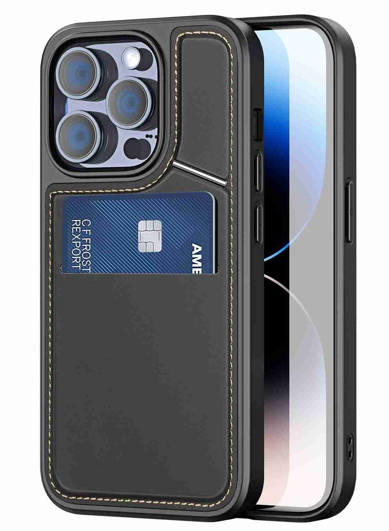 DUX DUCIS Rafi II Series Case for iPhone 14 Pro Max Case Wallet with Kickstand and Credit Card Holder Compatible with MagSafe Leather Heavy Duty Protective Case Cover (Black) - Image 1