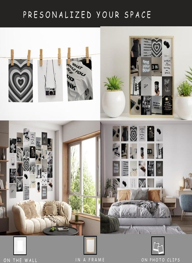Kitty Cat® - Black & White Aesthetic Wall Collage Kit for Room Decor | Set of 50 Aesthetic Posters | 300 GSM Water Resistant Paper | Size 4x6 Inch | Unframed | Comes With Double Sided Tape (50) - Image 3