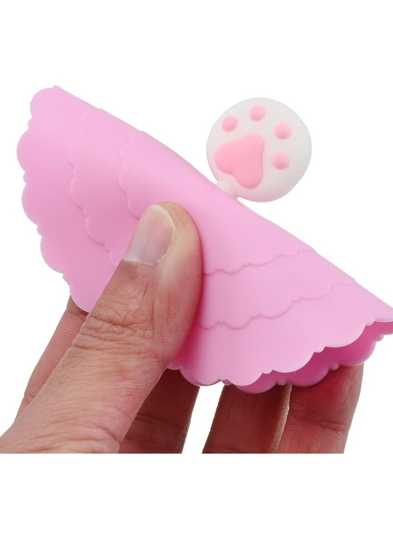 Generic - Cat Paw Handle Cup Lid, Silicone Cute Cat Claw Suction Mug Cover, Reusable Circle Food Bowl Cap with Three-layer Lace Trim for Coffee Tea Beverage Hot Cold Drink Cup - Image 1