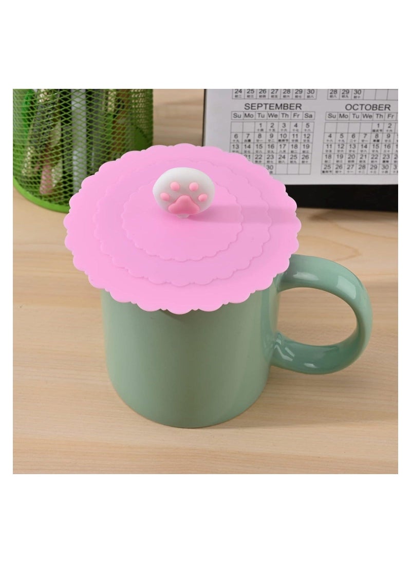 Generic - Cat Paw Handle Cup Lid, Silicone Cute Cat Claw Suction Mug Cover, Reusable Circle Food Bowl Cap with Three-layer Lace Trim for Coffee Tea Beverage Hot Cold Drink Cup - Image 1