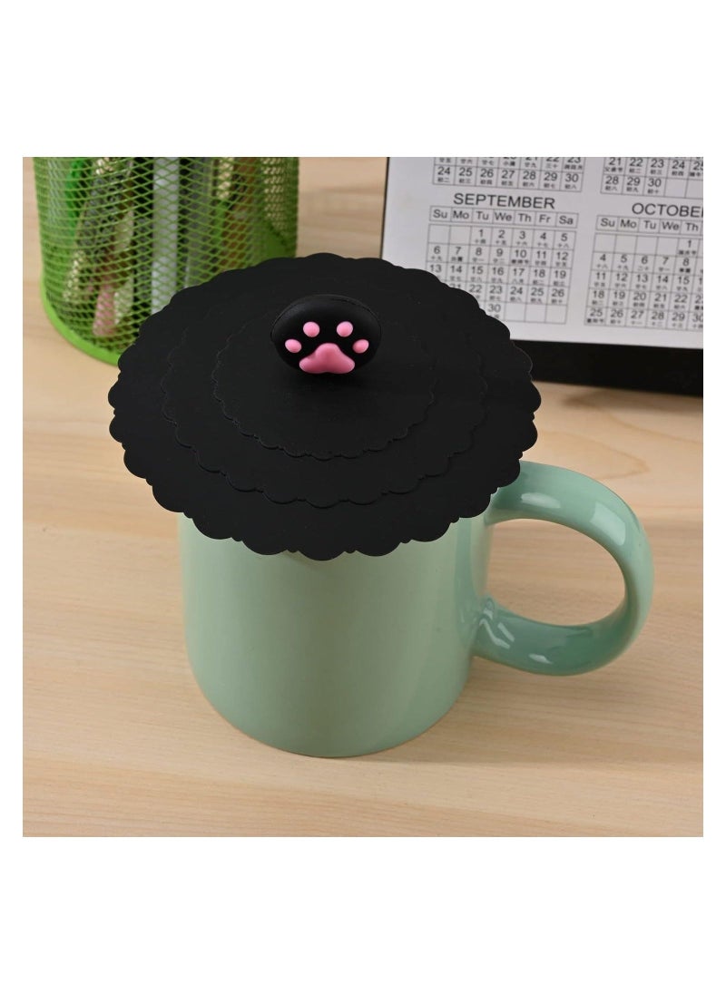 Generic - Cat Paw Handle Cup Lid, Silicone Cute Cat Claw Suction Mug Cover, Reusable Circle Food Bowl Cap with Three-layer Lace Trim for Coffee Tea Beverage Hot Cold Drink Cup - Image 1