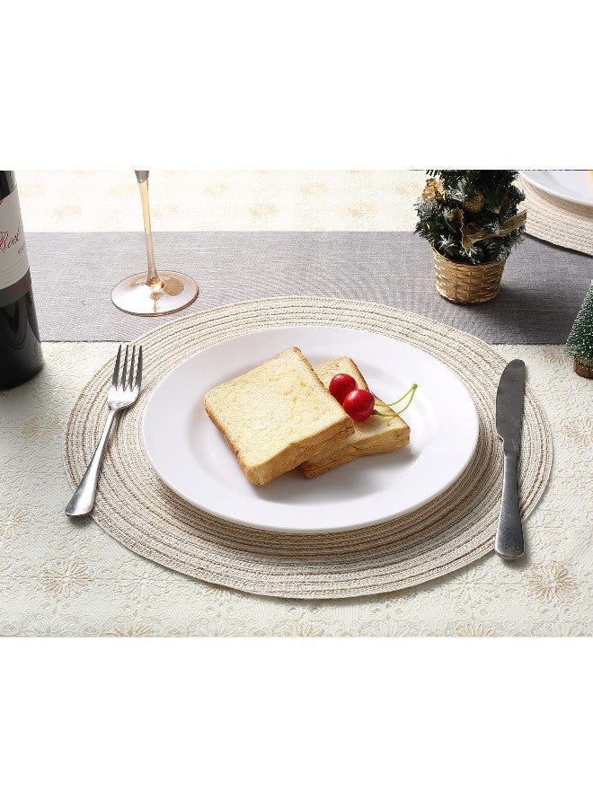 مجموعة من 2 حصائر دائرية بيج 38 سم من القطن، عازلة للحرارة، خيوط قطنية فاخرة، سهلة الصيانة، نسيج واضح، مضفرة للحفلات، المطبخ، غرفة الطعام - Image 5
