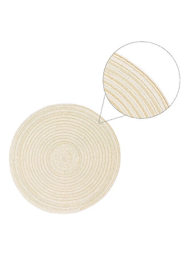 مجموعة من 2 حصائر دائرية بيج 38 سم من القطن، عازلة للحرارة، خيوط قطنية فاخرة، سهلة الصيانة، نسيج واضح، مضفرة للحفلات، المطبخ، غرفة الطعام - Image 2