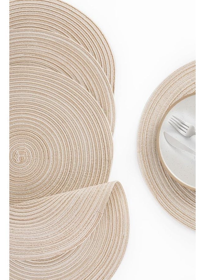 2 Pack Light Beige Round Placemats Sand Proof and Easy Clean Ideal for UAE and Saudi Households - Image 3
