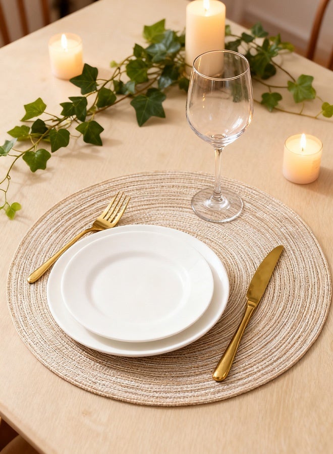 2 Pack Light Beige Round Placemats Sand Proof and Easy Clean Ideal for UAE and Saudi Households - Image 5