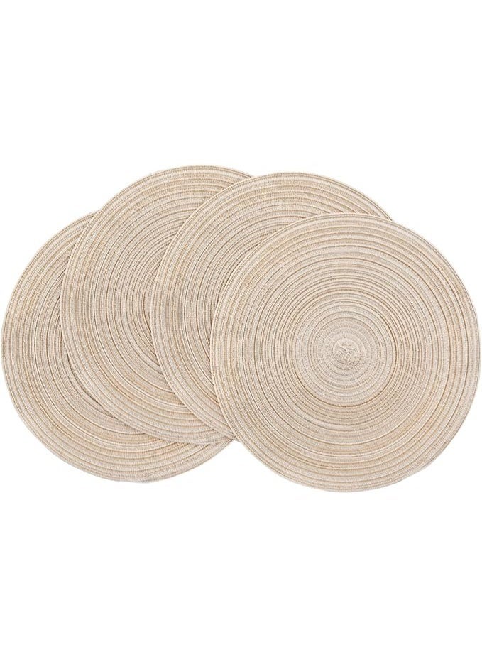 2 Pack Light Beige Round Placemats Sand Proof and Easy Clean Ideal for UAE and Saudi Households - Image 1