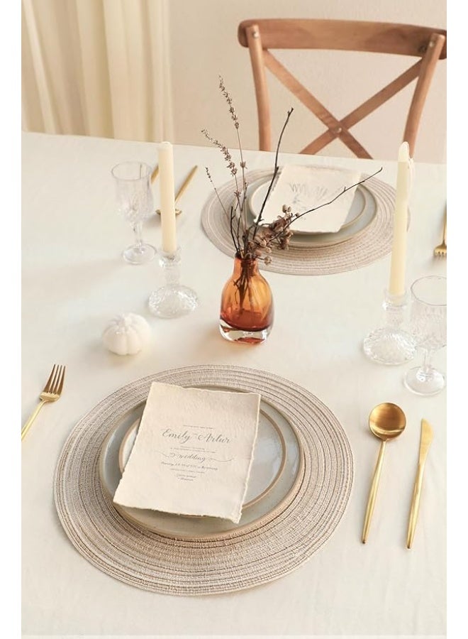 2 Pack Light Beige Round Placemats Sand Proof and Easy Clean Ideal for UAE and Saudi Households - Image 2