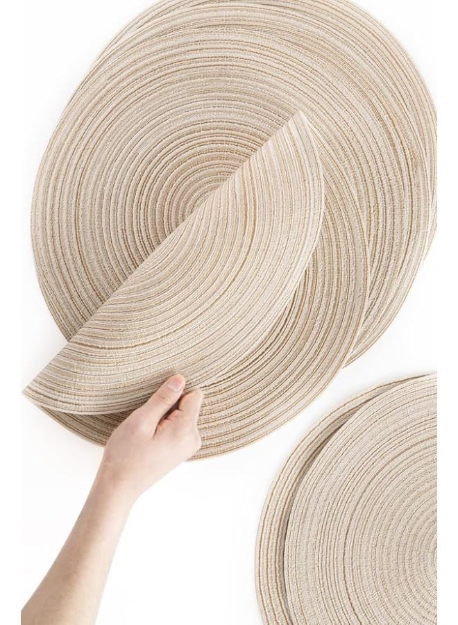 2 Pack Light Beige Round Placemats Sand Proof and Easy Clean Ideal for UAE and Saudi Households - Image 4