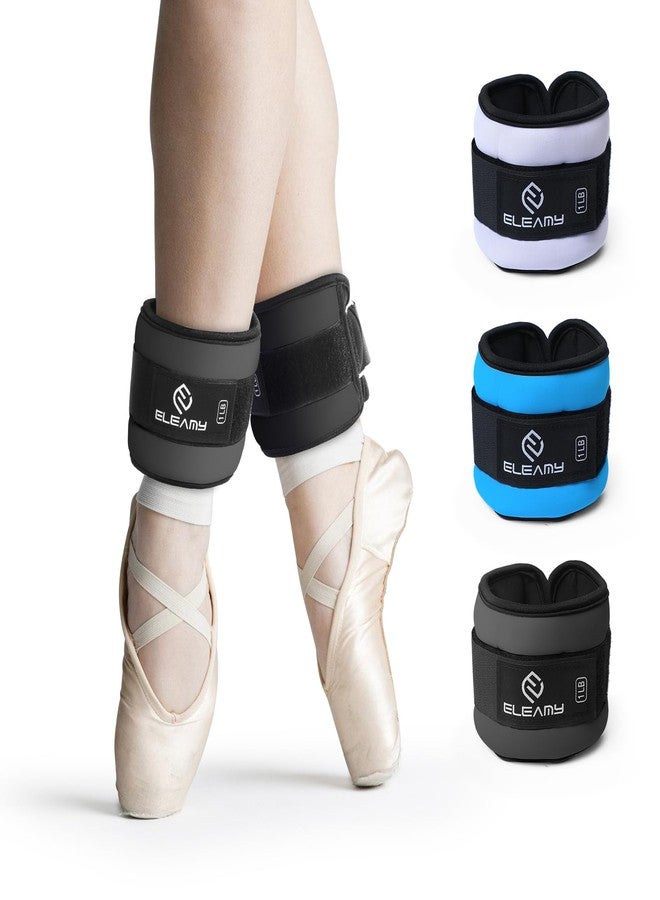 ELEAMY Ankle Weights for Women & Men - 0.5lb/1lb/2lb/3lb Pairs for Walking, Running, Yoga, Fitness - Premium Ice Silk Fabric - Comfortable, Durable & Tear Resistant - Black (0.5lb*2) - Image 1